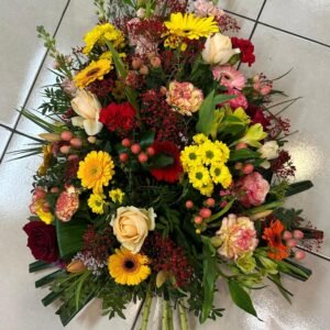 Gerbe piquée de deuil multicolore - Fleurs d't - Fleuriste à Villeparisis
