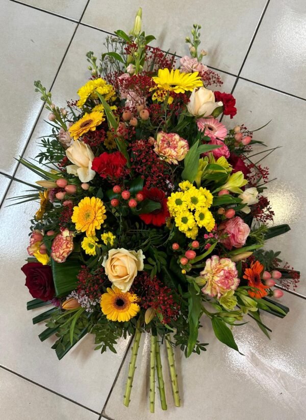 Gerbe piquée de deuil multicolore - Fleurs d't - Fleuriste à Villeparisis