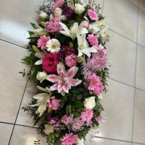 Coussin de deuil allongé rose - Fleurs d't - Fleuriste à Villeparisis