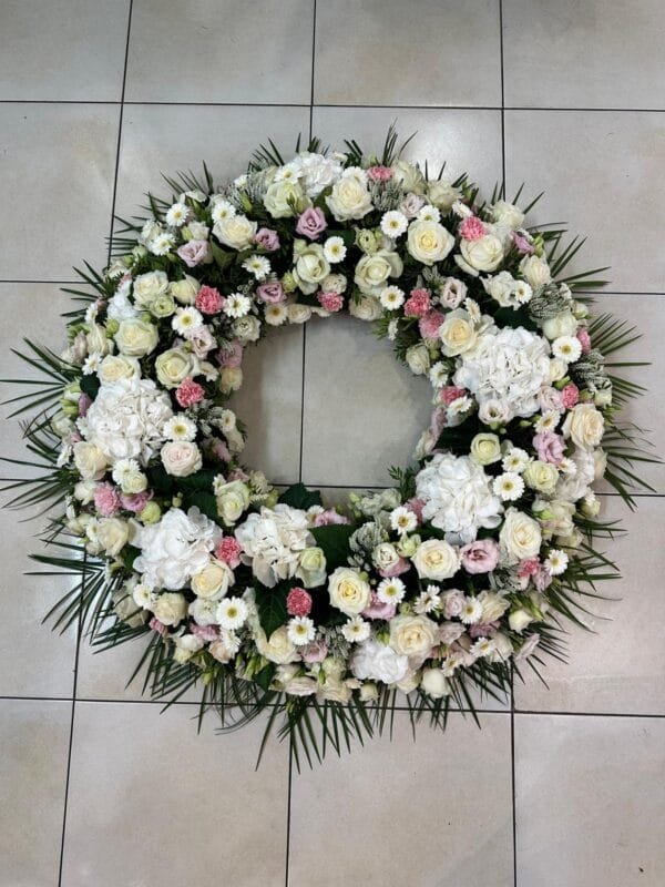 Couronne de deuil rose - Fleurs d't - Fleuriste à Villeparisis