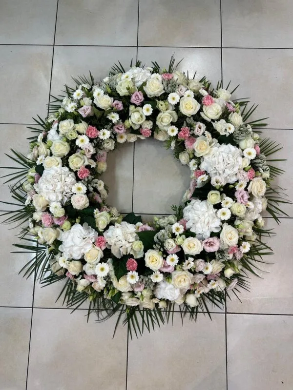 Couronne de deuil rose - Fleurs d't - Fleuriste à Villeparisis
