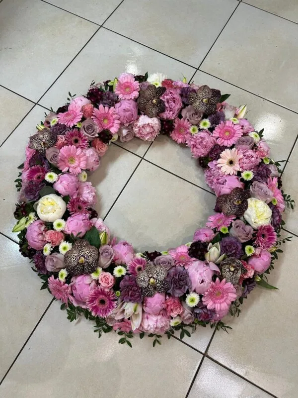Couronne de deuil rose - Fleurs d't - Fleuriste à Villeparisis